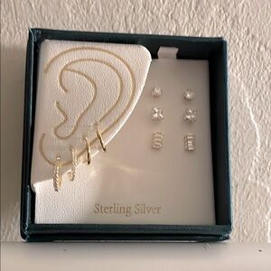 Stella Rose Boxed Small Sterling Silver Gold Toned Earrings Set
